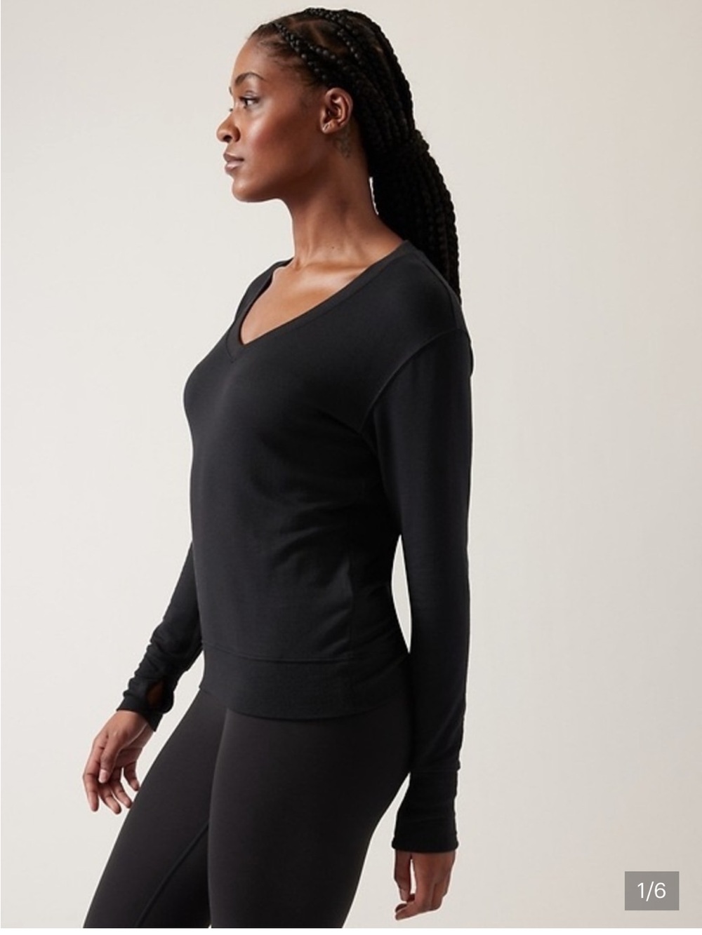 Athleta Black V-Neck Tee